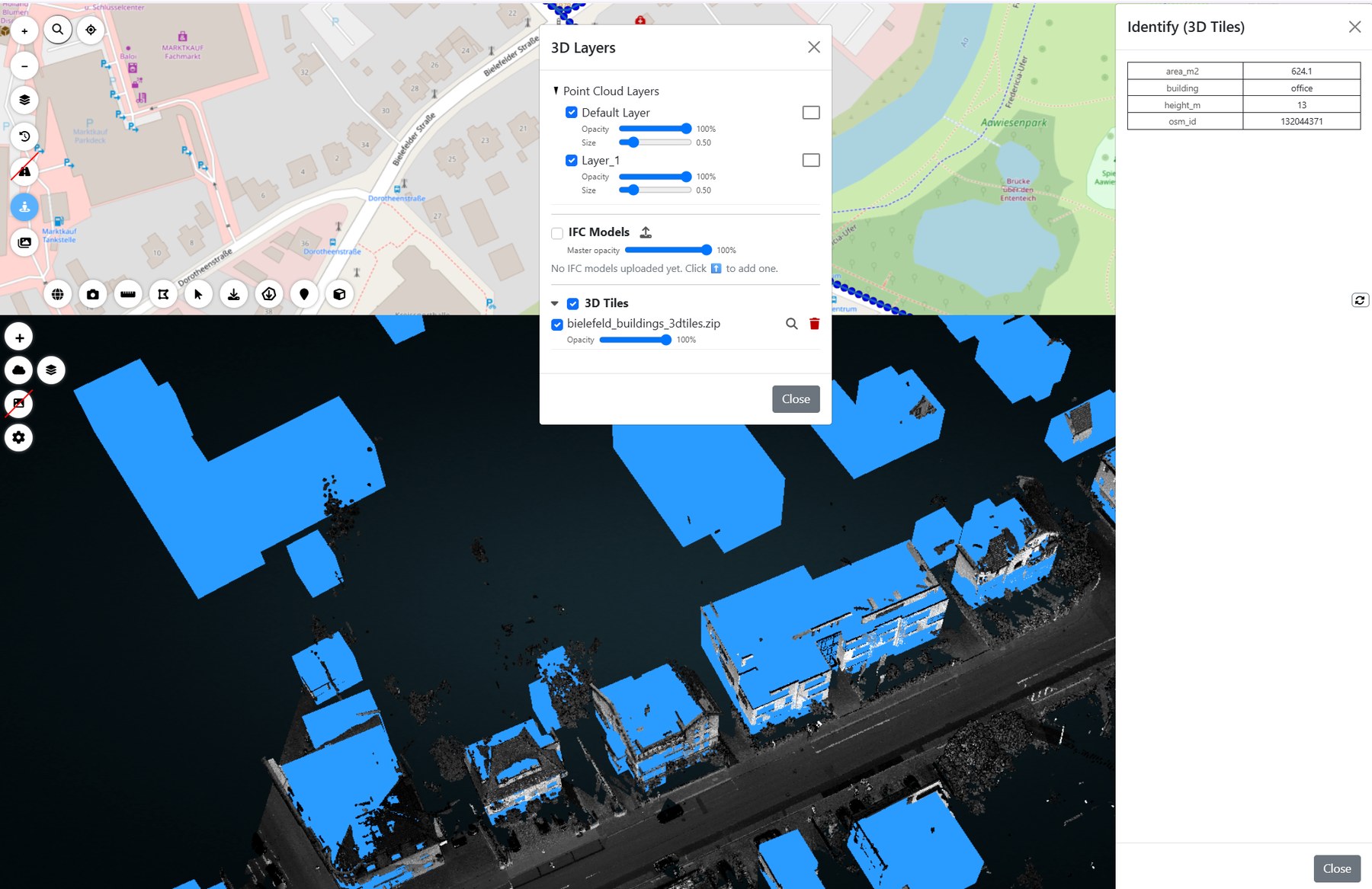 Cesium 3D Tiles und Stadtmodell im MapTerra AI-Viewer